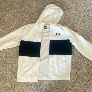 Under armor white and black windbreaker